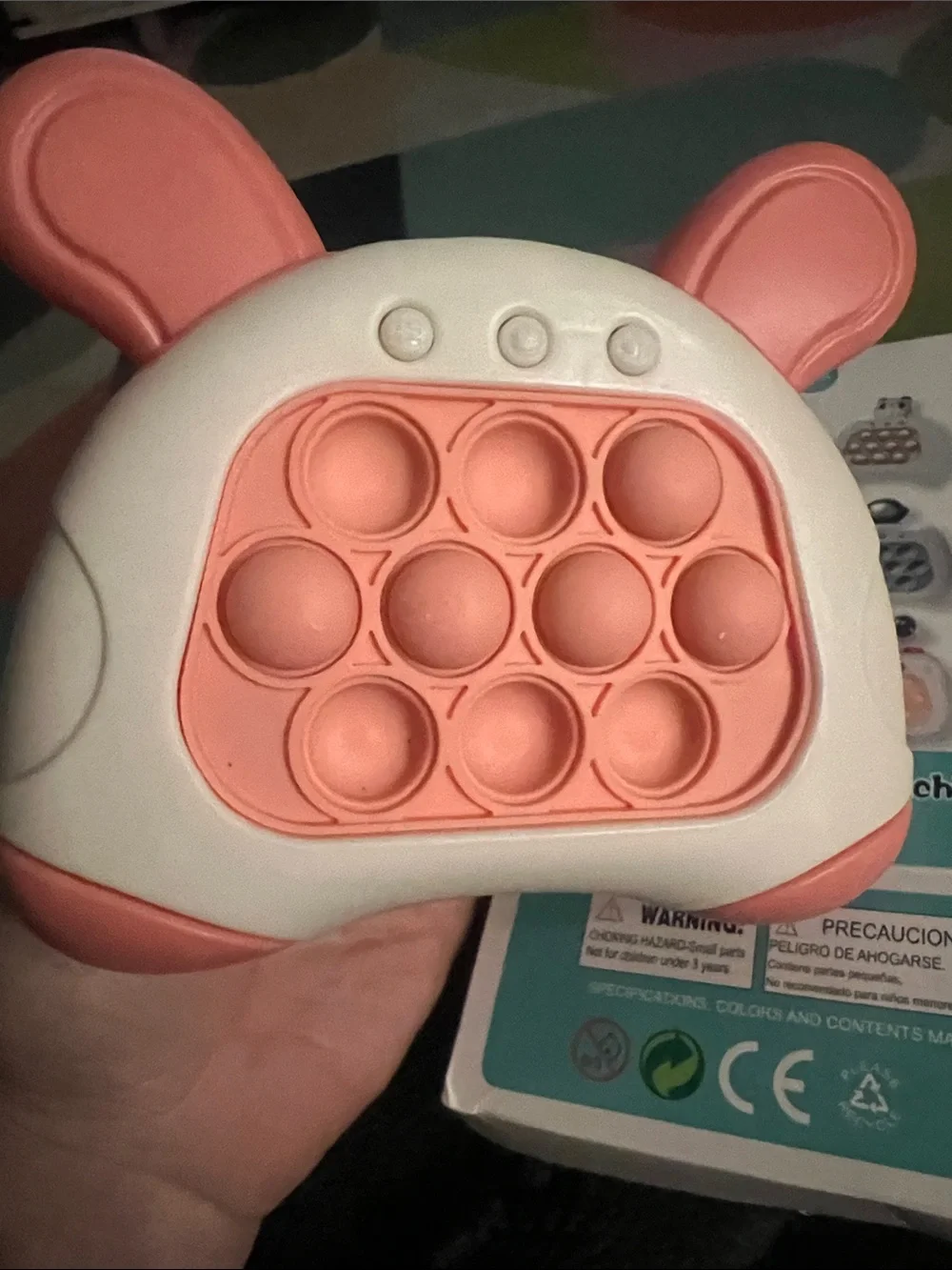Pink and White Bunny Pop-It Fidget Toy - quick push game